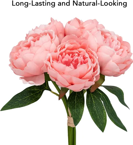 Miniatura 8 de Flores artificiales/falsas/sintéticas, rosas con 2 flores, coral, 10 unidades para bodas, hogar, fiestas, restaurantes