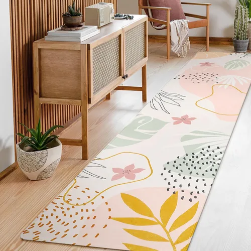 Miniatura 15 de Lahome Alfombra de pasillo rosa - Alfombra de 2x7, alfombra antideslizante lavable para baño, alfombra ligera para piso, alfombras para pasillo