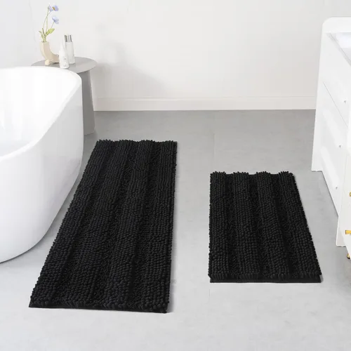 Miniatura 13 de FLOLEOPA Juego de 2 tapetes de baño de felpilla gruesa y peluda, antideslizantes, parte inferior de goma termofusible para baño, alfombras de baño