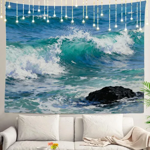 Miniatura 19 de Shrahala Tapiz de pared con paisaje de lago de otoño, bosque amarillo, para colgar en la pared, tapiz grande, decoración de fibra de poliéster