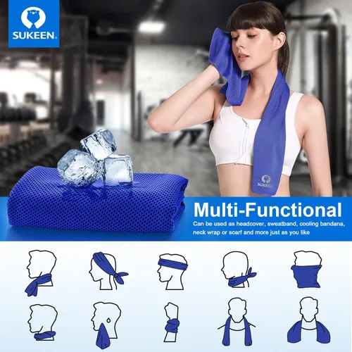 Miniatura 5 de Sukeen Paquete de 4 toallas refrescantes (40 x 12 pulgadas), toalla de hielo, toalla suave y transpirable, toalla de microfibra para yoga