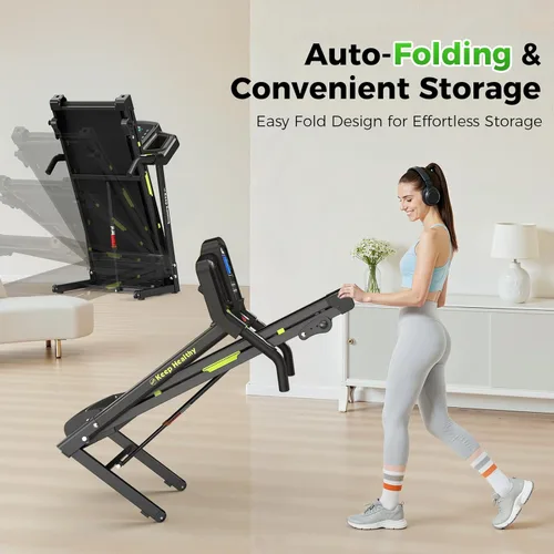 Miniatura 4 de Lastforever Cinta de correr plegable de 3.5 HP para el hogar, capacidad de 350 libras, cintas de correr portátiles con inclinación manual de 3 Negro