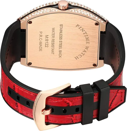 Miniatura 6 de Gosasa Reloj Tonneau único de moda para hombre con diamantes de imitación de cuarzo con correa de goma