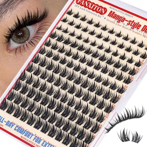 Miniatura 9 de Kit de pestañas en racimo, 280 racimos con cepillo, extensiones rizadas en D, con volumen, 23/64 a 40/64 pulgadas, 40D+50D, pestañas individuales