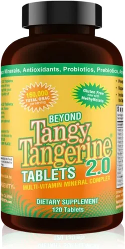 Youngevity Beyond Tangy Tangerine 2.0 Complejo multivitamínico y mineral, hecho con alimentos naturales y integrales, 160,000 ORAC, 120 tabletas,