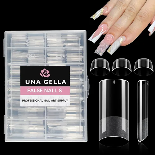 Miniatura 11 de UNA GELLA 504 puntas de uñas cortas de gel de almendra, 504 puntas de uñas cortas de almendra, 12 tamaños, uñas postizas de gel suave acrílico