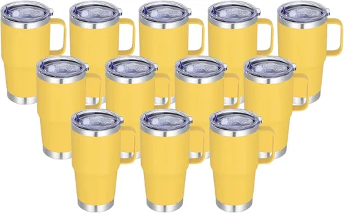 Miniatura 26 de Vaso térmico de acero inoxidable de 20 oz con asa, envase a granel, vasos termales metálicos aislados, taza de café de viaje con asa, vaso de doble