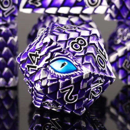 Miniatura 25 de 1 dado de metal D20 DND – Dados poliédricos gigantes metálicos de 20 caras, dados grandes de 1.378 in de ojo de dragón para juego de mesa