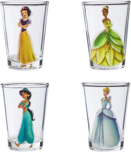 Miniatura 14 de Silver Buffalo Disney Princess con Blancanieves, Cenicienta, Ariel y Belle, paquete de 4 mini vasos, 1.5 onzas Disney Princesas Retrato
