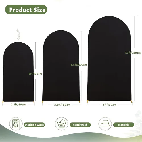 Miniatura 9 de Cubierta de Fondo de Arco Negro, Cubierta de Arco Ajustada de Spandex de 6 Pies para Arco de Boda Chiara Elástica de Arco de Fondo Redonda