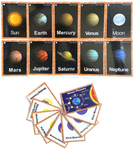Miniatura 3 de Juego de tarjetas didácticas del sistema solar y de la fase lunar para niños pequeños Tarjetas didácticas de aprendizaje para niños y tarjetas