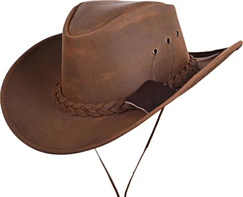 Pretlet Sombrero de vaquero de cuero para hombres y mujeres, duradero, hecho a mano, ligero, moldeable, sombreros occidentales para hombres