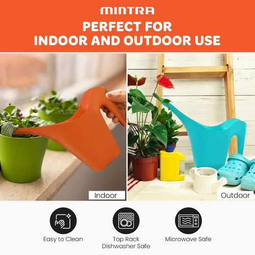 Miniatura 5 de Mintra - Regadera para plantas de 1/2 galón, jarra de agua de plástico de boquilla larga para uso en interiores y exteriores, duradera y ligera