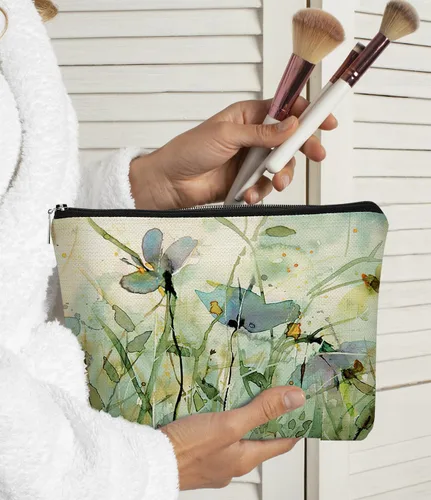 Miniatura 2 de Bolsa de maquillaje floral, bolsa de cosméticos de flores, bolsa de maquillaje estética, bolsa de maquillaje pequeña, bolsa de maquillaje