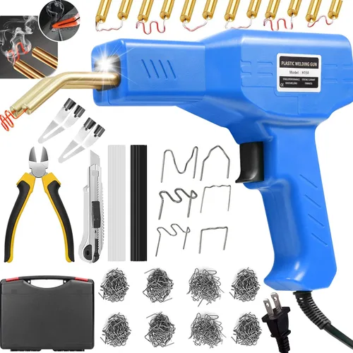 Miniatura 9 de Kit de soldador de plástico mejorado de 150W, máquina de grapado con 1000 piezas para reparación de parachoques de coche, soldador de plástico 2