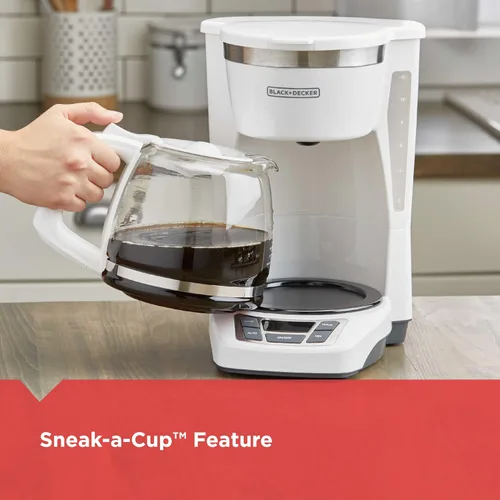 Miniatura 7 de BLACK+DECKER Cafetera digital de 12 tazas, CM1160B, programable, lavable y cafetera digital de 12 tazas, CM1160W, filtro de cesta programable