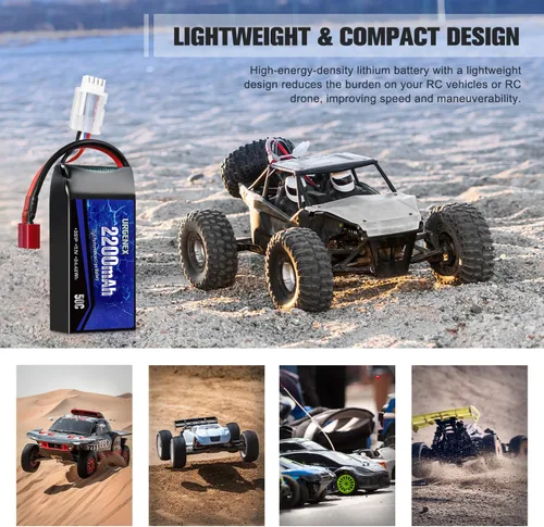 Miniatura 4 de 3S Lipo Batería 2200mAh 11.1V 50C Alta tasa de descarga Shorty Pack Batería RC con enchufe T estilo Dean Fit para RC Avión Quadcopter Helicóptero