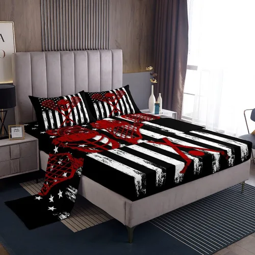 Miniatura 43 de Juego de sábanas con estampado camuflaje de la bandera estadounidense tamaño King, de Castle Fairy. Juego de ropa de cama de lujo de microfibra