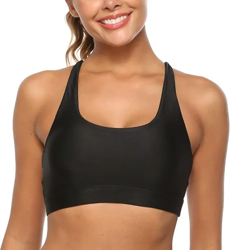 IHGFTRTH Women Fitness Beautiful Hot Sexy Yoga Bra Back Plug Cell Phone Pocket Yoga Bra Sports Bra Cropped Workout Tops