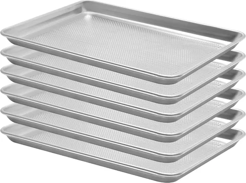 Miniatura 14 de BIEAMA Paquete de 12 bandejas para hornear de tamaño medio, bandeja comercial de aluminio para horno, congelador, panadería, hotel, restaurante, 13