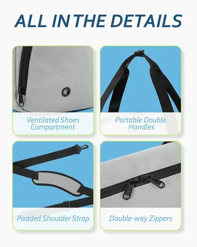 Miniatura 6 de BAGSMART - Bolsa de gimnasio para hombres y mujeres, bolsa de viaje deportiva con compartimento para zapatos y bolsillo húmedo, bolsa de lona