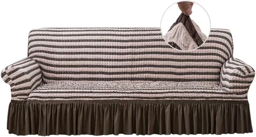 Miniatura 14 de Qubjus Funda Elástica para Sofá Fundas para Sofá Lavables Funda para Sofá Sillón Cama Protector de Muebles de Fácil Ajuste con Parte Inferior Beige