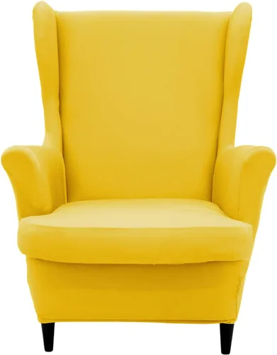 Miniatura 25 de Wingback - Funda elástica para silla, 2 piezas, con respaldo de ala, funda protectora de muebles impresa, suave con parte inferior elástica