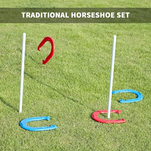 Miniatura 8 de SpeedArmis Juego de herraduras para exteriores, juego de herraduras de césped de tamaño universal, juegos al aire libre para fiestas, playa, patio