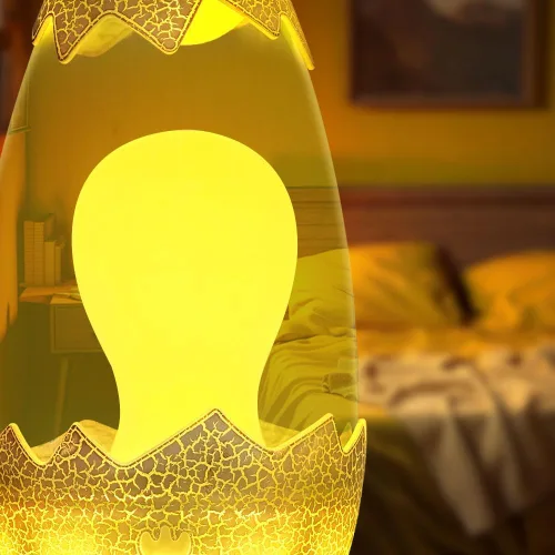 Miniatura 4 de Lámpara de movimiento líquido con diseño de huevo de dinosaurio agrietado, luz nocturna retro para dormitorio, 17 modos de cambio de color, luz