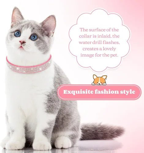 Miniatura 4 de 2 Piezas Collares de Cuero PU para Perro Rosa con Pedrería Collar para Mascotas con Patrón de Flores Collar para Perro con Tachuelas Ajustable