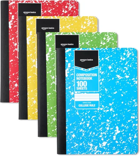 Miniatura 9 de Amazon Basics Cuaderno de composición, rayas universitarias, 100 hojas, 9.75 x 7.5 pulgadas, 1 paquete, mármol negro