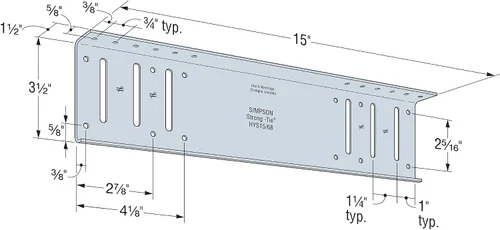 Miniatura 5 de Simpson Strong-Tie HYS15/68-KT25 HYS 15 pulgadas. Puntal híbrido de derivación de calibre 14 (25 cantidades)