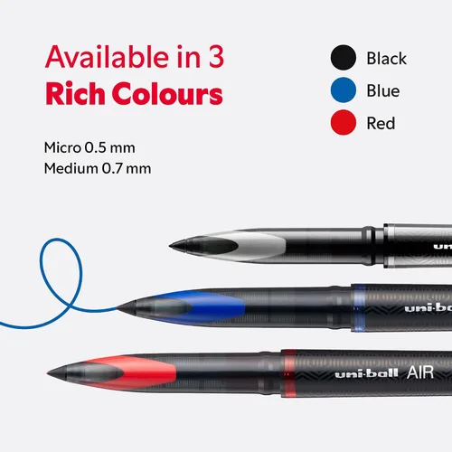 Miniatura 6 de uni-ball UB-188-M Micro Air Rollerball Plumas. Punta premium de 0.020 in para escritura a mano súper suave. Escribe como una pluma estilográfica.