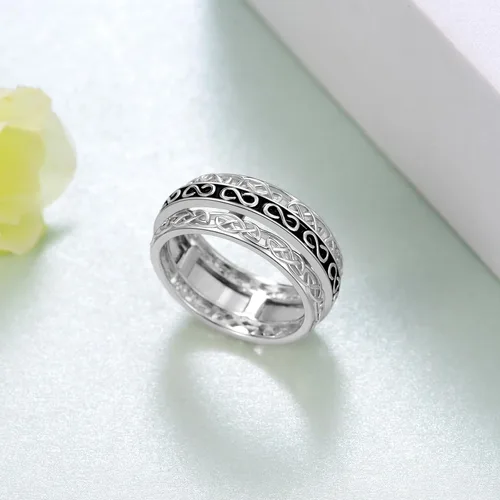 Miniatura 3 de Anillo de ansiedad de plata de ley 925 con nudo celta giratorio, anti-ansiedad, reducción del estrés, joyería, regalo, regalo de cumpleaños