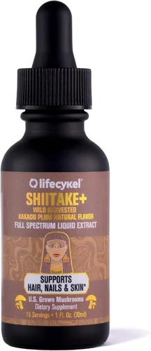 Life Cykel - Extracto de hongo Shiitake con ciruela Kakadu - Suplemento orgánico avanzado de hongos para cabello, uñas y piel - Potente refuerzo