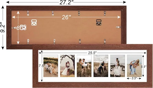 Miniatura 861 de Marcos de Fotos Collage de 13.5X15.5 con 7 Aberturas para Fotos de 4X6, Marco de Fotos Múltiples con Paspartú para Decoración de Pared, Grano
