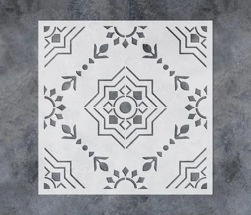 GSS Designs - Plantilla de azulejos reutilizable de 12 x 12 pulgadas para pintar pisos de cemento de pared, muebles de madera, decoración del hogar,