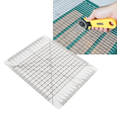 Miniatura 4 de Pssopp Regla de corte con forma encantadora, acrílico transparente, escala precisa, línea de cuadrícula negra, multifunción, regla de colchas, 10.0