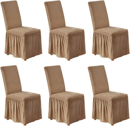 Miniatura 38 de NICEEC Fundas de silla de elastano para sillas de comedor, juego de 6 fundas de sillas de comedor extraíbles con falda, fundas de silla de comedor