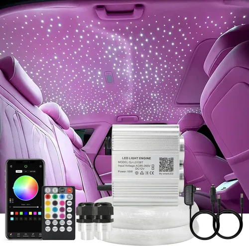 Miniatura 13 de AKEPO Kit de Luces de Fibra Óptica Parpadeantes de Doble Cabezal de 16W, Uso en Auto y Hogar Luz de Cielo Estrellado RGBW Twinkle Control por APP