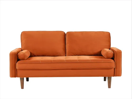 Miniatura 38 de Container Furniture - Sofá de piel sintética para la sala de estar moderna con cojines extraíbles y patas de madera maciza, sofá estilo lujoso
