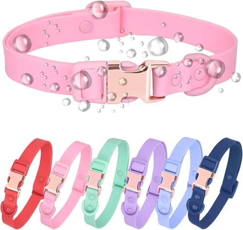 Miniatura 7 de Collar de perro impermeable con hebilla de metal de seguridad, duradero y fácil de limpiar, collar de perro de goma suave, collares ajustables