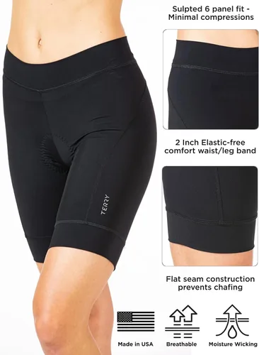 Miniatura 3 de Terry Breakaway Cycling Shorts for Women, 8.5 Inch Inseam, Elastic-Free Breathable Moisture Wicking Padded Bike Shorts