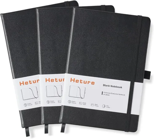 Miniatura 11 de Heture Cuadernos de tapa dura, cuadernos rayados A5 para escribir 160 páginas, 8.2 x 5.5 pulgadas, cuadernos clásicos rayados para Negro