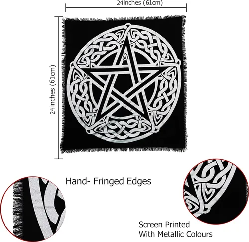 Miniatura 6 de Indian Consigners Paño de Altar Celta Pentagrama Brujería Alter Tarot Distribución Superior Paño Wiccano Cuadrado Espiritual 24 por 24 Sagrado