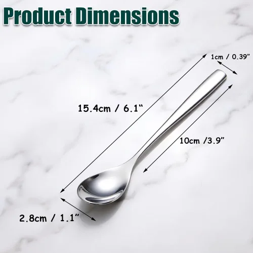 Miniatura 2 de Cucharas pequeñas de postre de 6.1 pulgadas, yogur, café, espresso, cucharas de helado SUS 304 de acero inoxidable para café, helado, postre, yogur