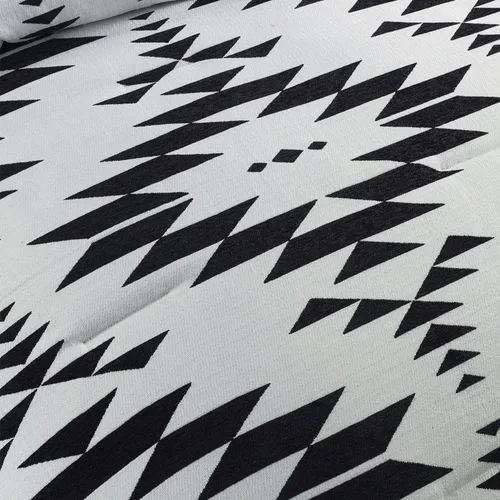 Miniatura 7 de HiEnd Accents Amelia Western Bedding - Juego de edredón de 3 piezas, tamaño Queen, diseño geométrico azteca del suroeste negro y blanco roto, juego