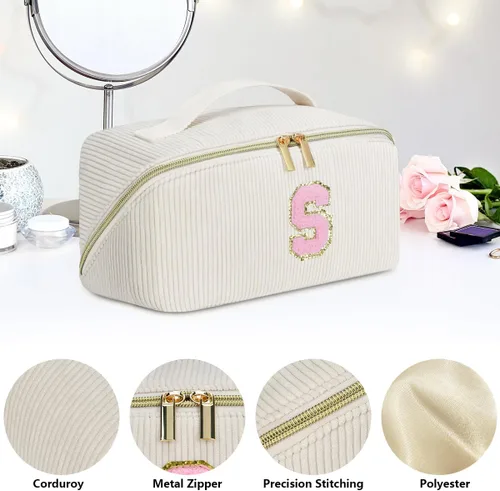 Miniatura 4 de Bolsa de cosméticos de viaje de gran capacidad, Beige, C Taza