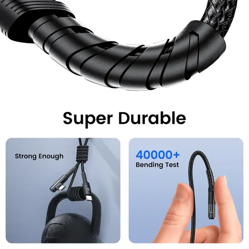 Miniatura 7 de Cable de carga USB C a USB C (3.3 pies, paquete de 2), cable de carga tipo C de 60 W, cable de carga rápida de ángulo recto USBC a USBC para iPhone