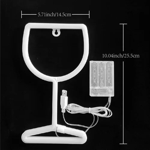 Miniatura 4 de JYWJ Letrero de neón de copa de vino, USB o 3 pilas AA, decoración de mesa LED, decoración de pared de dormitorio, regalo de cumpleaños, suministros